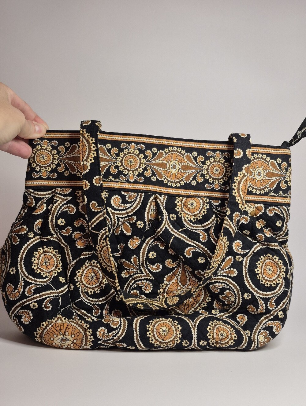 Vera Bradley Morgan Handbag Caffe Latte Paisley Quilted